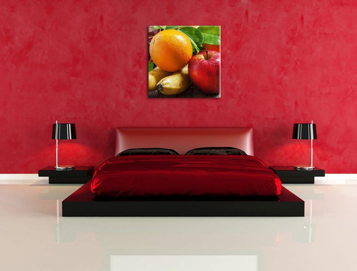 Frisches leckeres Obst, Format: 70x70 auf Leinwand, XXL riesige Bilder fertig gerahmt mit Keilrahmen