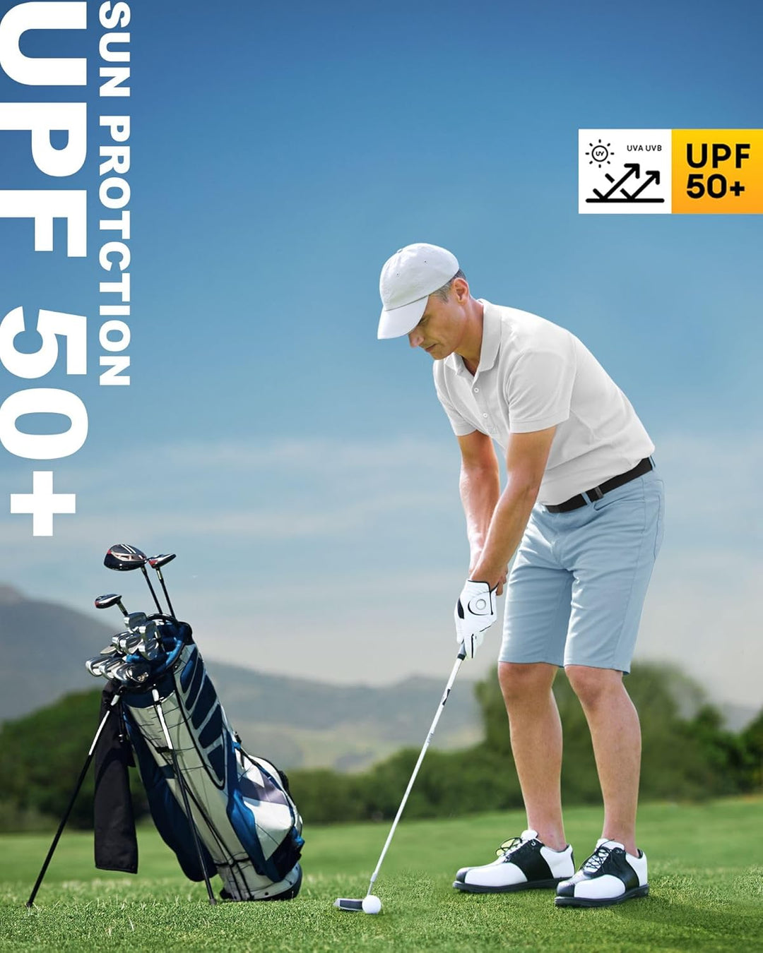 33,000ft Herren Golf Shorts Stretch Kurze Golfhosen Leichte Schnelltrocknende 11" Bermuda Shorts Kur