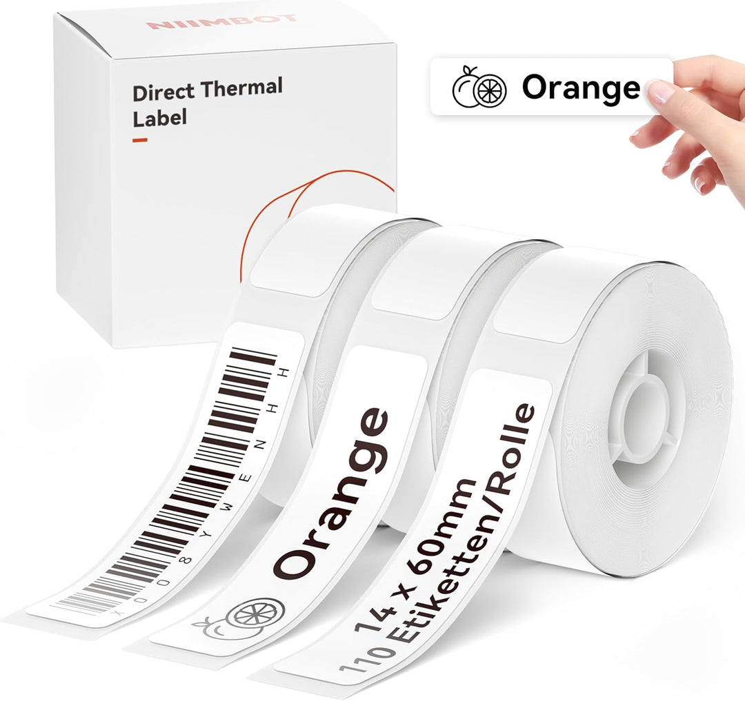 NIIMBOT Thermo Etiketten Selbstklebend, 14 x 60mm Etikettendrucker Thermopapier Kompatibel mit dem D