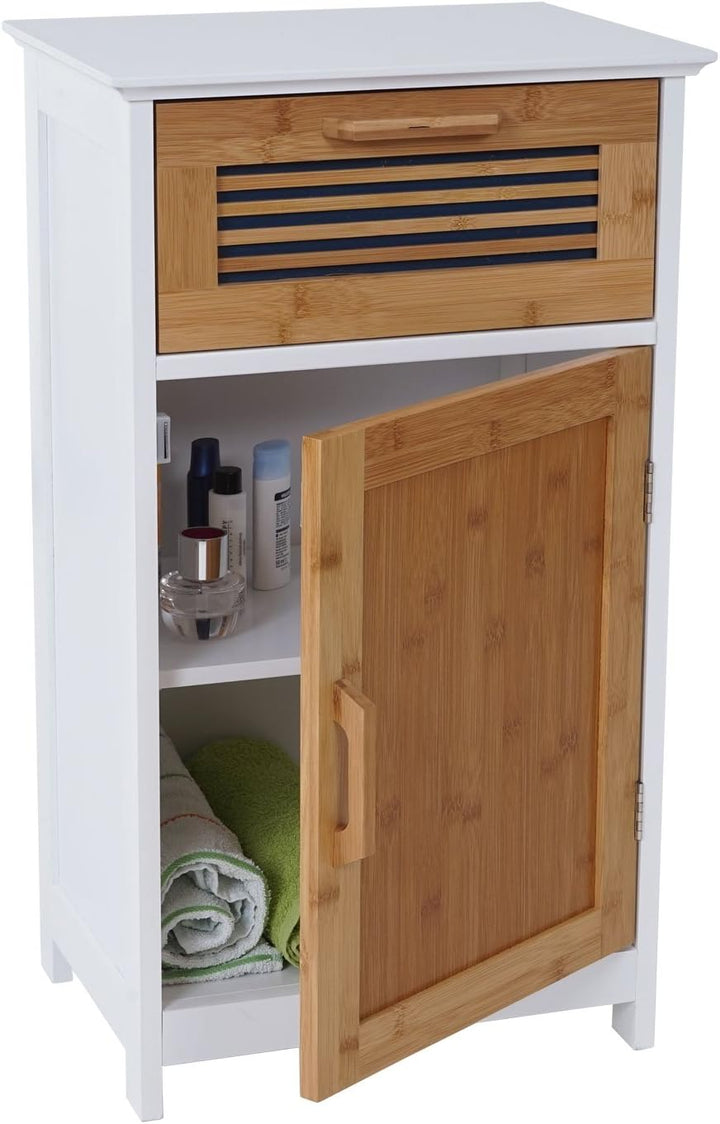 Mendler Kommode HWC-A85, Badezimmerkommode Badschrank Bambus, 71x40x31cm weiss