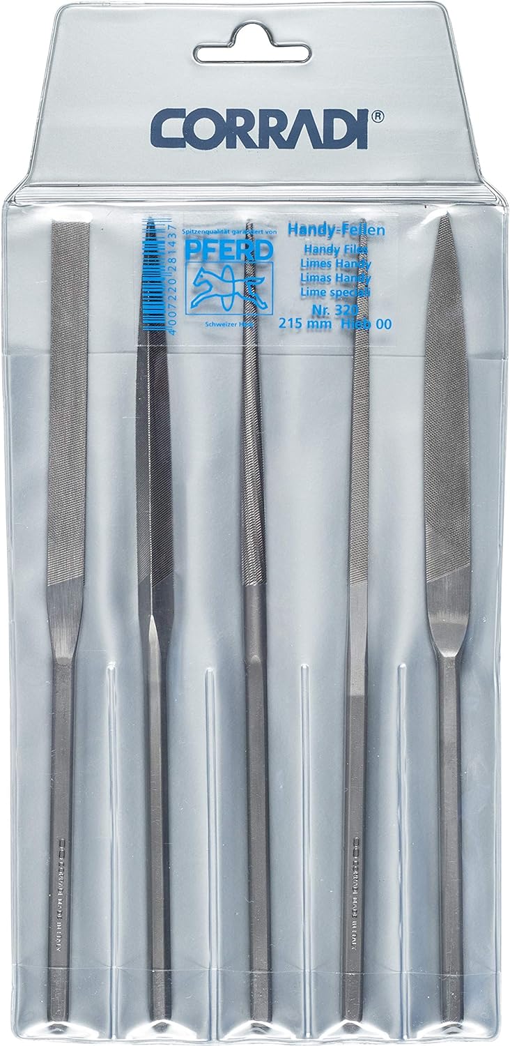 CORRADI-Handy-Feilen-Set, 5-teilig, Schweizer Hieb 00, 215mm, 19503201 – Für die sehr grobe Präzisio