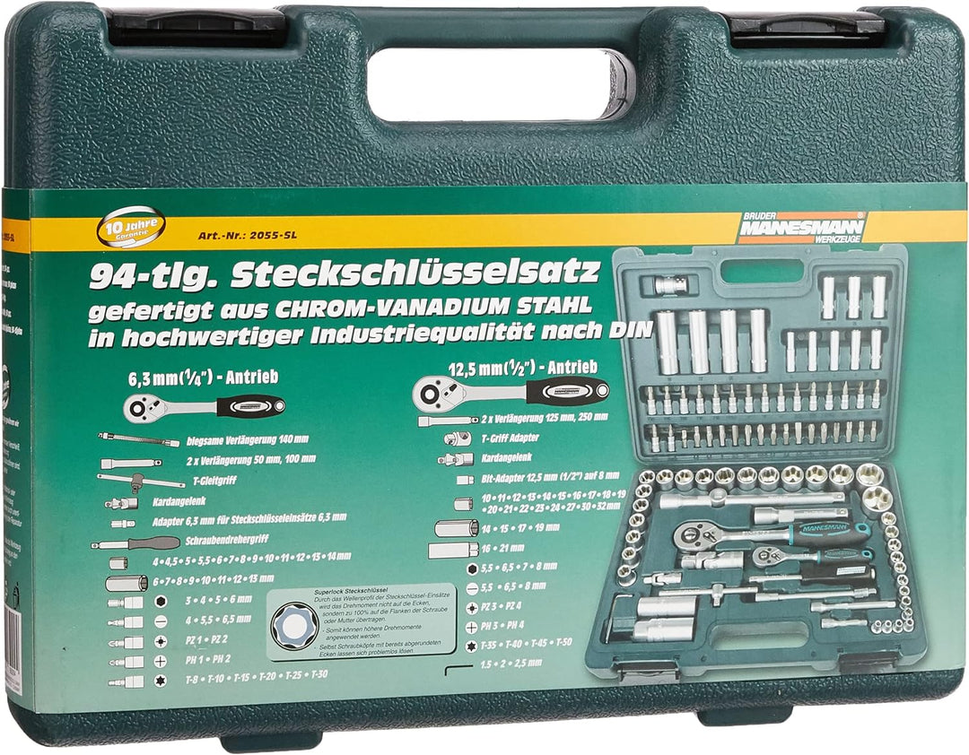 Brüder Mannesmann M 2055-SL Steckschlüsselsatz 1/4"+1/2" 94-tlg.,,