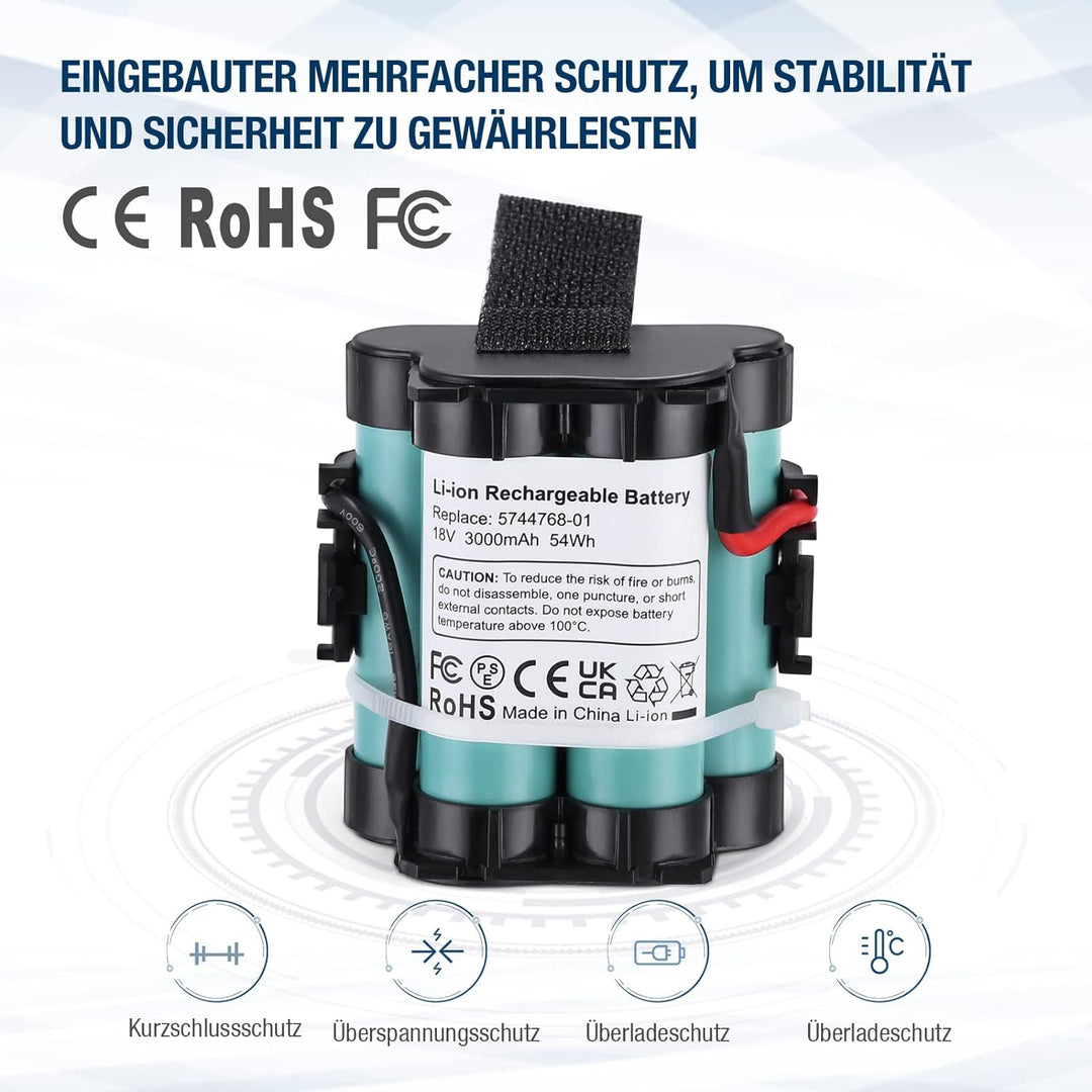 3.0Ah 18V Lithium Ersatzbatterie für Gardena Mähroboter R38Li, R40Li, R45Li, R50Li, R70Li, R75Li, R8
