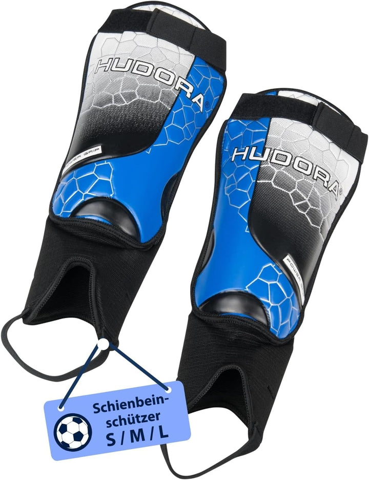 HUDORA Schienbeinschützer mit Knöchelschutz - Bequeme Schienbeinschoner mit Schaumstoff - Fussball S
