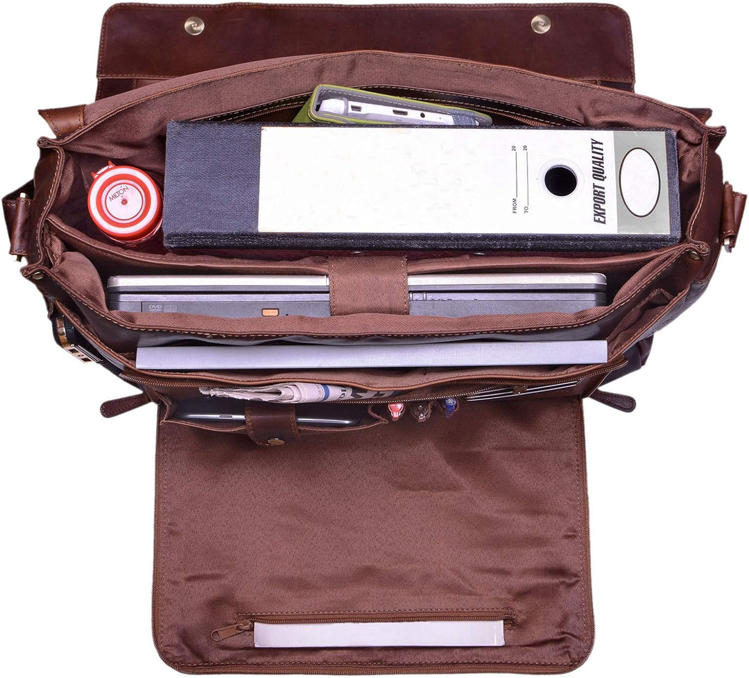 STILORD 'Maximus' XXL Ledertasche riesige Umhängetasche Unitasche 17 18 19 21 Zoll Laptop Aktentasch