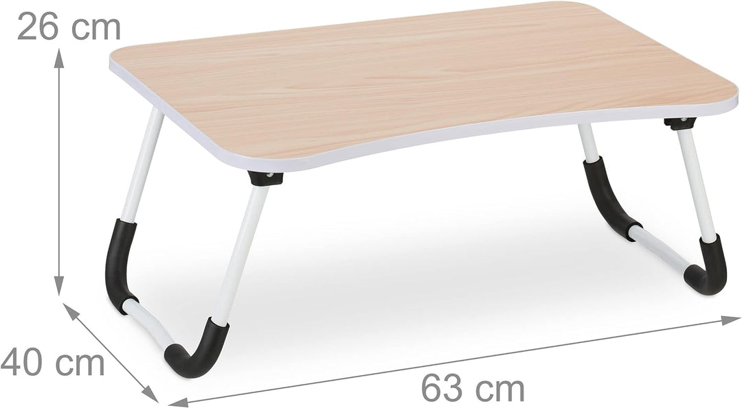 Relaxdays Laptoptisch für Bett & Couch, HxBxT: 26 x 63 x 40 cm, klappbarer Betttisch, MDF, Eisen, No