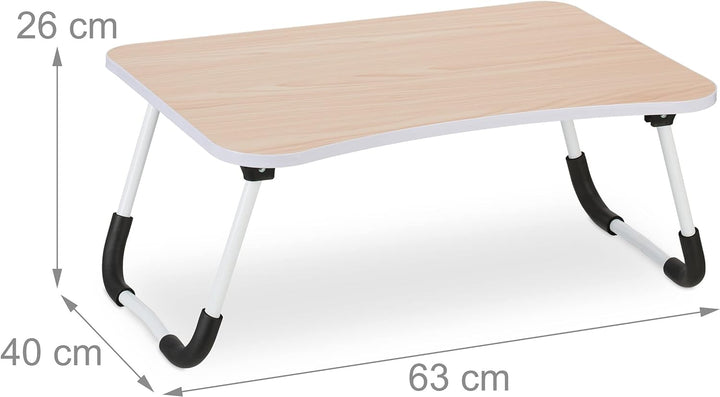 Relaxdays Laptoptisch für Bett & Couch, HxBxT: 26 x 63 x 40 cm, klappbarer Betttisch, MDF, Eisen, No