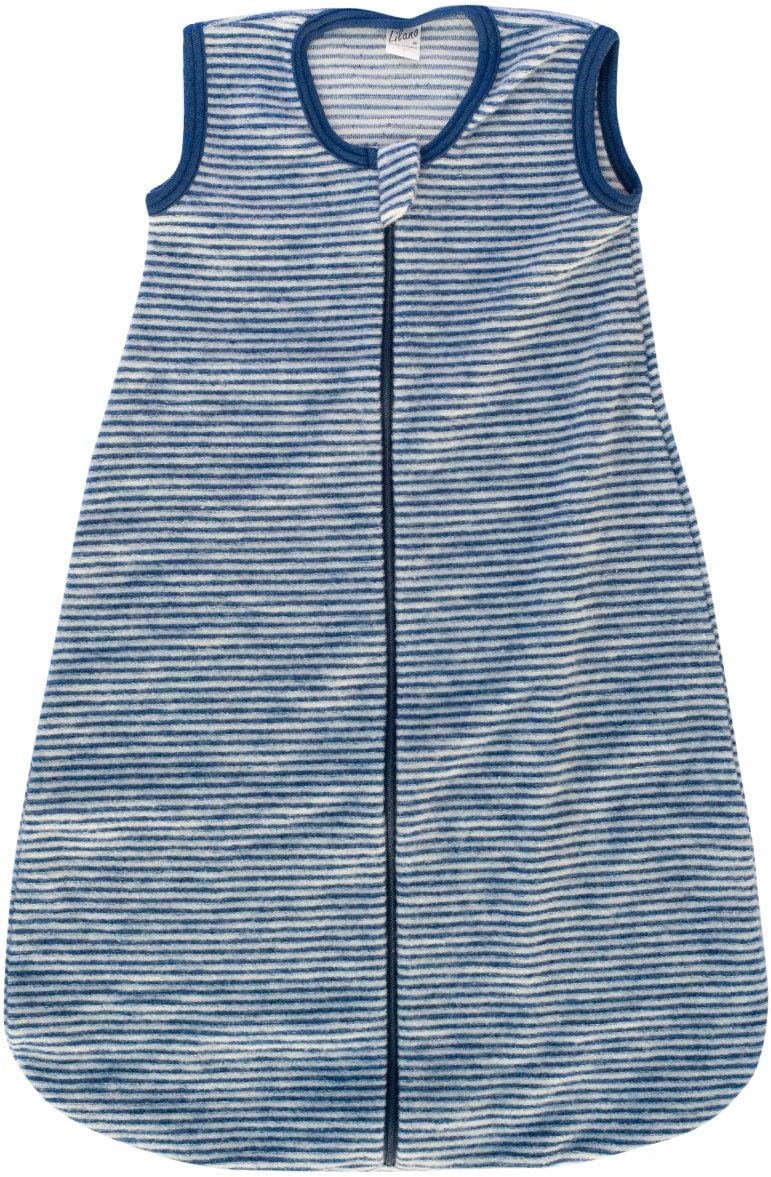 Lilano, Baby Fleece Schlafsack Ohne Arm, 100% Merinowolle (70 cm, Blau Natur) 70 cm Blau Natur, 70 c