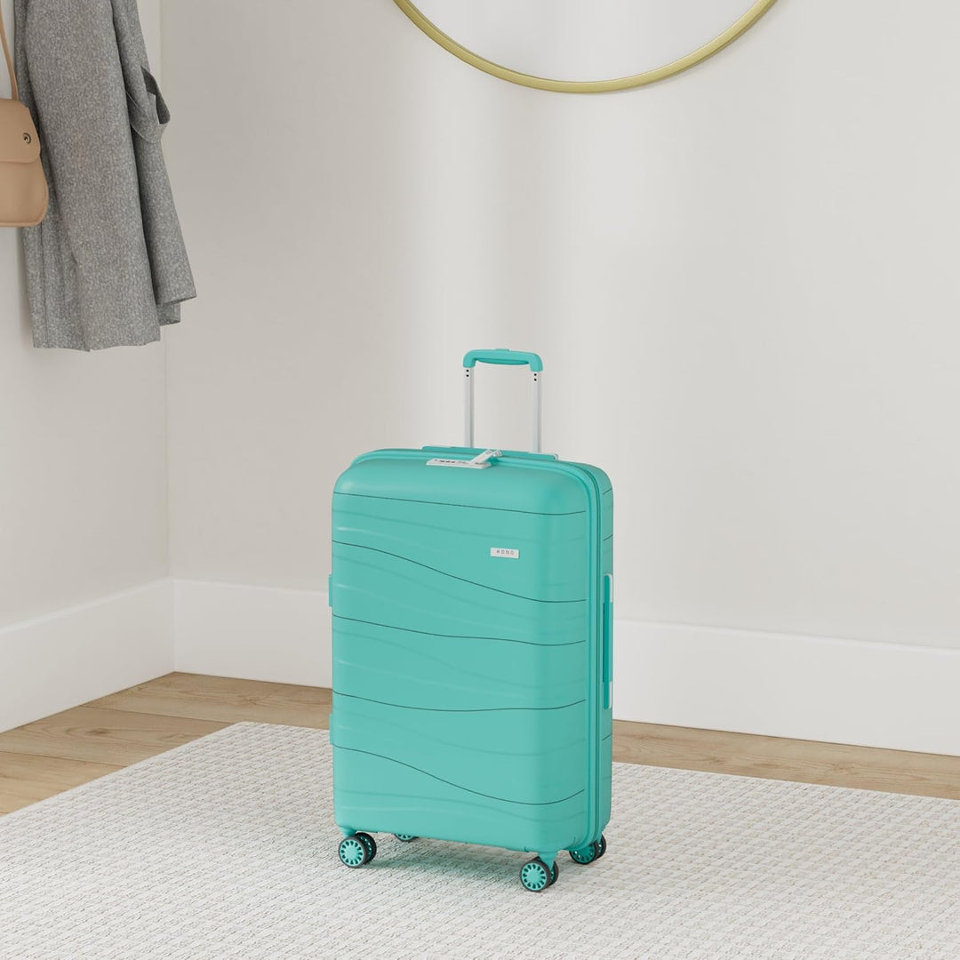 KONO Handgepäck Trolley Koffer 55cm Leicht Hartschalenkoffer Reisekoffer mit 4 Rollen und TSA Schlos