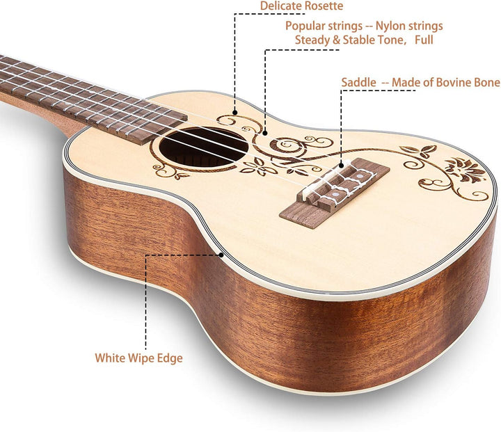 Hricane Ukulele Konzert Ukulele für Kinder Erwachsene Anfänger Starter 23 Zoll Professional Klein uk