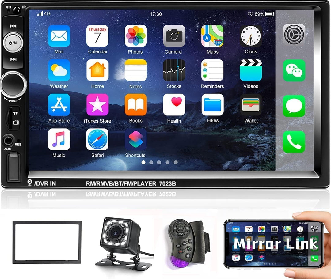 Camecho Doppel DIN Autoradio Bluetooth 7 Zoll BildschirmTouchscreen MP5 Player USB/SD/AUX-in/FM/Andr