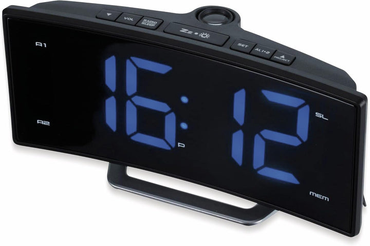 ROXX Radiowecker UKW Radio mit Projektion Jumbo Display 2 Weckzeiten Uhrenradio CR302P