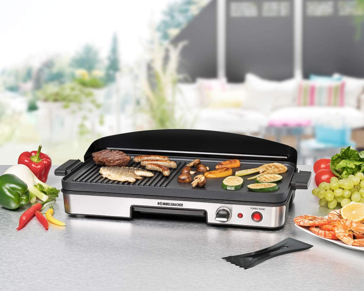 ROMMELSBACHER Tischgrill BBQ 2003 - Turbo-Grillzone, 3-Lagen-Antihaftbeschichtung, Grillfläche 50 x