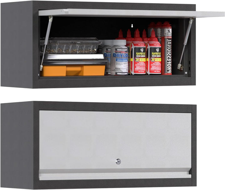 SUPEER Hängeschrank Metall Werkzeugschrank mit Klapptür,Abschliessbar Wandhängeschrank aus Edelstahl