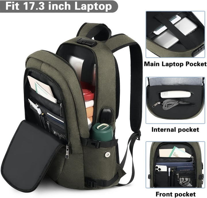 AMBOR Laptop Rucksack Herren mit USB-Ladeanschluss Rucksack Damen Anti-Diebstahl Rucksack für 17,3 Z