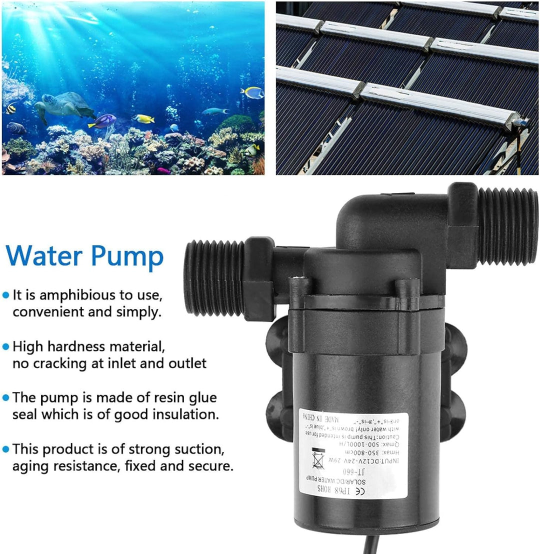 Bürstenlose DC-Wasserpumpe, bürstenlose Mini-DC-Wasserpumpe für Solarwarmwasserbereiter 24V -40 ℃ ~