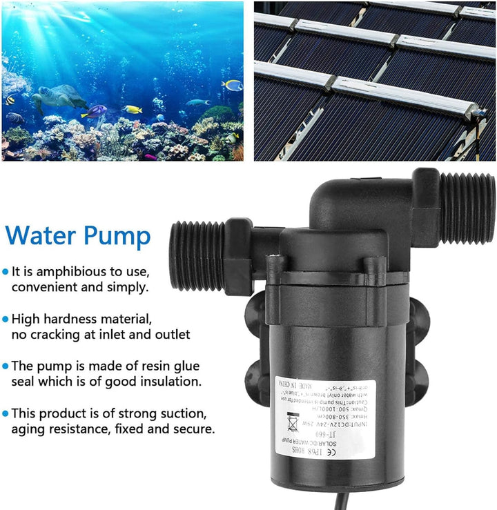 Bürstenlose DC-Wasserpumpe, bürstenlose Mini-DC-Wasserpumpe für Solarwarmwasserbereiter 24V -40 ℃ ~