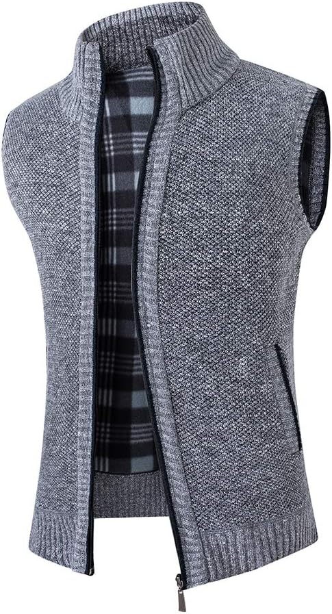 YOUTHUP Herren Weste Fleece Fütterung Winter Frühling Strickjacke Ärmellose Fleecejacke Stehkragen S