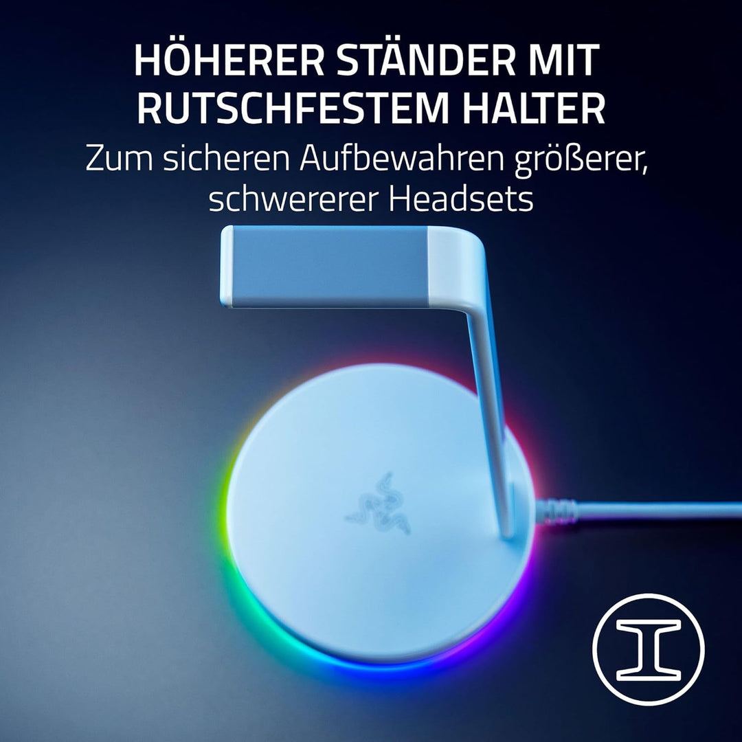 Razer Base Station V2 Chroma (Mercury) - Headset-Ständer mit USB-Hub und RGB-Beleuchtung (mit 7.1 Su