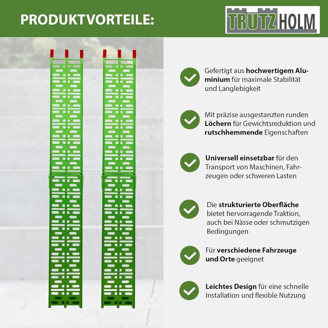 TRUTZHOLM® 2X Auffahrrampe 680 kg Faltbare ALU Rampen klappbar Alu Auffahrrampe Rampe Verladerampen