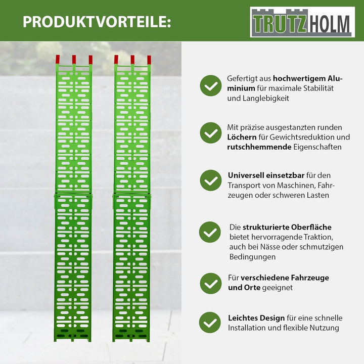 TRUTZHOLM® 2X Auffahrrampe 680 kg Faltbare ALU Rampen klappbar Alu Auffahrrampe Rampe Verladerampen