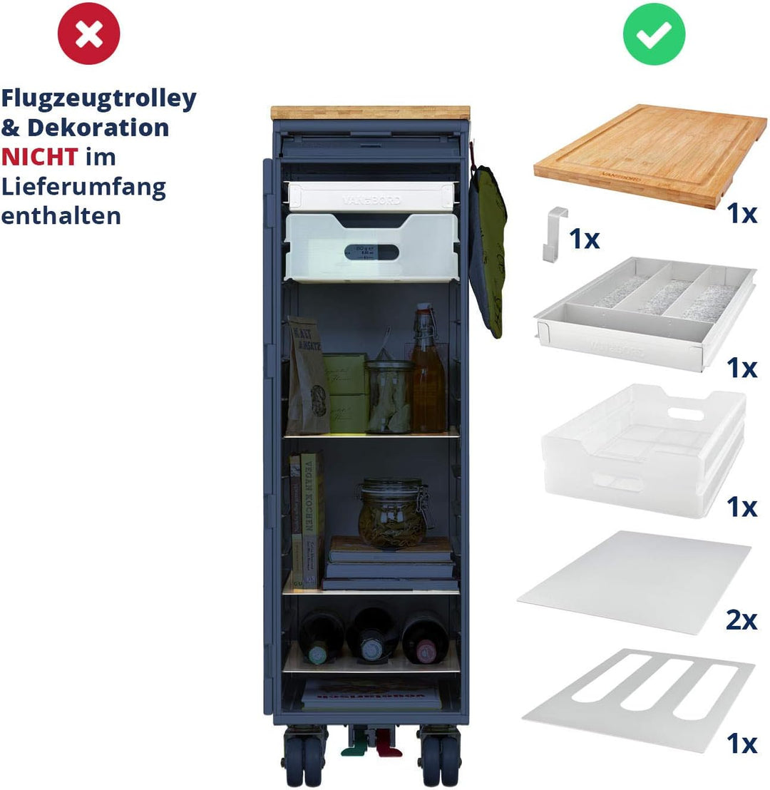 VanDeBord Ausstattungspaket für Flugzeugtrolleys und Airline Trolleys, Küche & Grillen, Kunststoff,