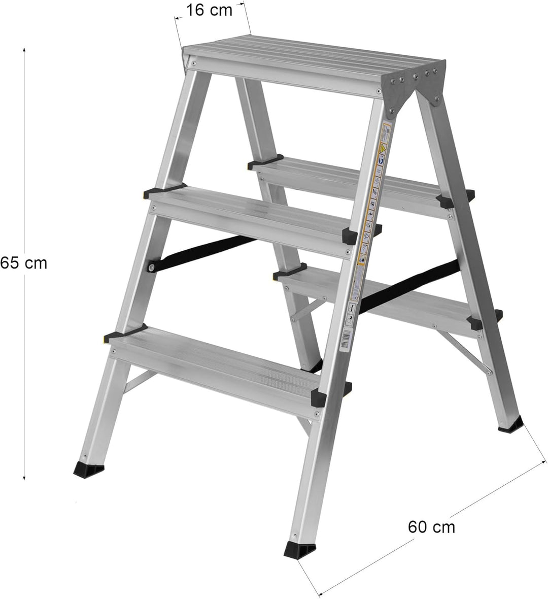 Zweiseitige Aluleiter Klappleiter Haushaltsleiter 2x3 Stehleiter Tragkraft 125kg EN131 | 3 Stufen /