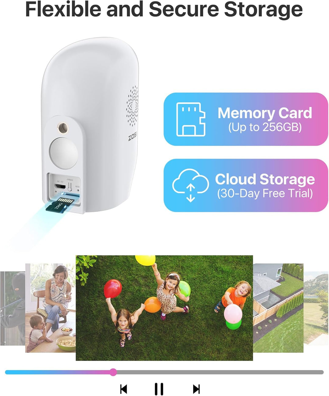 ZOSI Akku Überwachungskamera mit Solarpanel, 2K Kabellos IP Kamera Überwachung Aussen WLAN mit Farbi