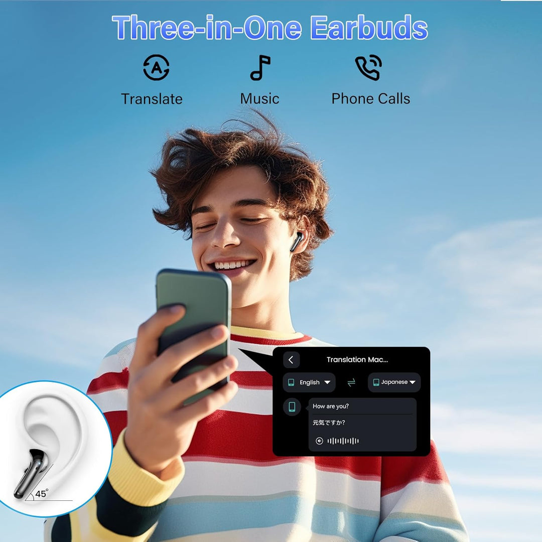 KI Übersetzer Kopfhörer, Bluetooth 5.4 Kopfhörer Übersetzer mit 164 Sprachen kopfhörer übersetzer ec