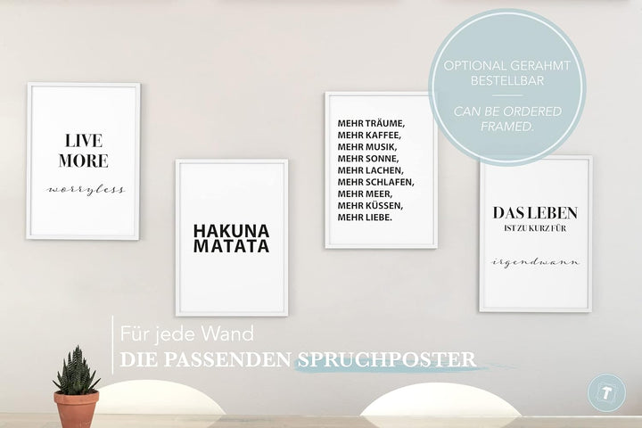 Papierschmiede® Premium Spruchposter Set 4er DIN A1, Motiv: Hakuna Matata, Keine Sorgen König der Lö