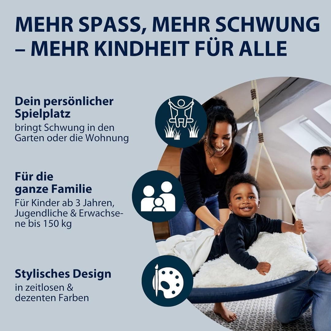 HUDORA Nestschaukel Lounge - Höhenverstellbare Nestschaukel mit 90/110cm Durchmesser für bis zu 150k