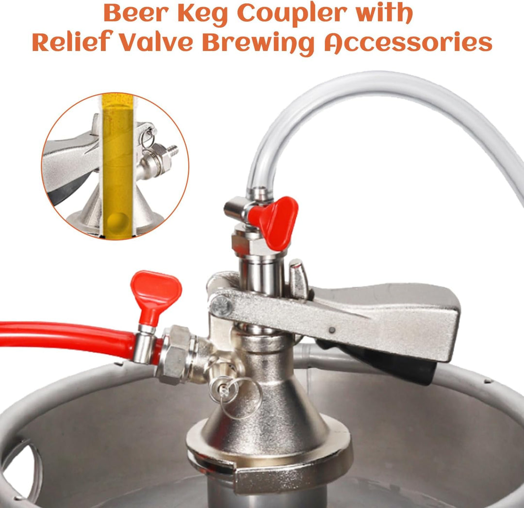 Zapfkopf Kegverschluss Typ A G5/8 Gewinde Keg Zapfanlage mit Überdruckventil, 304 Edelstahl Brauen B