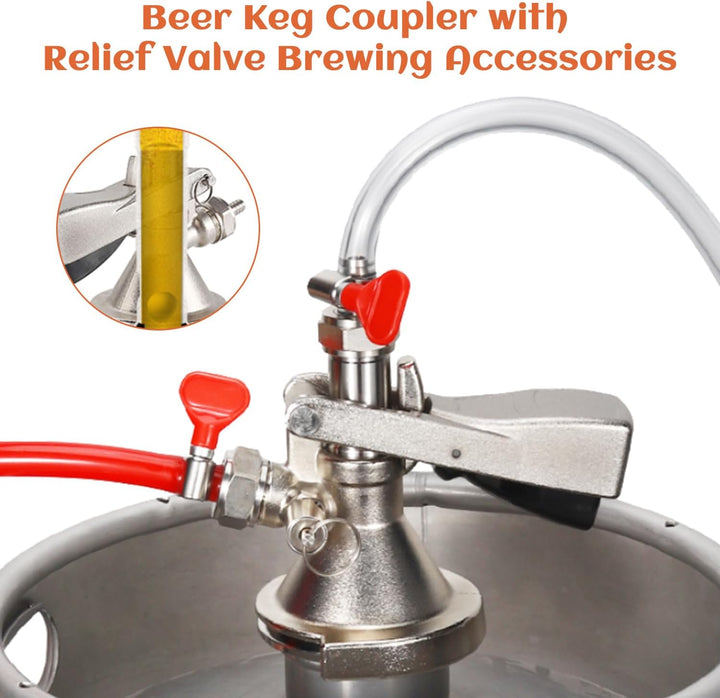 Zapfkopf Kegverschluss Typ A G5/8 Gewinde Keg Zapfanlage mit Überdruckventil, 304 Edelstahl Brauen B