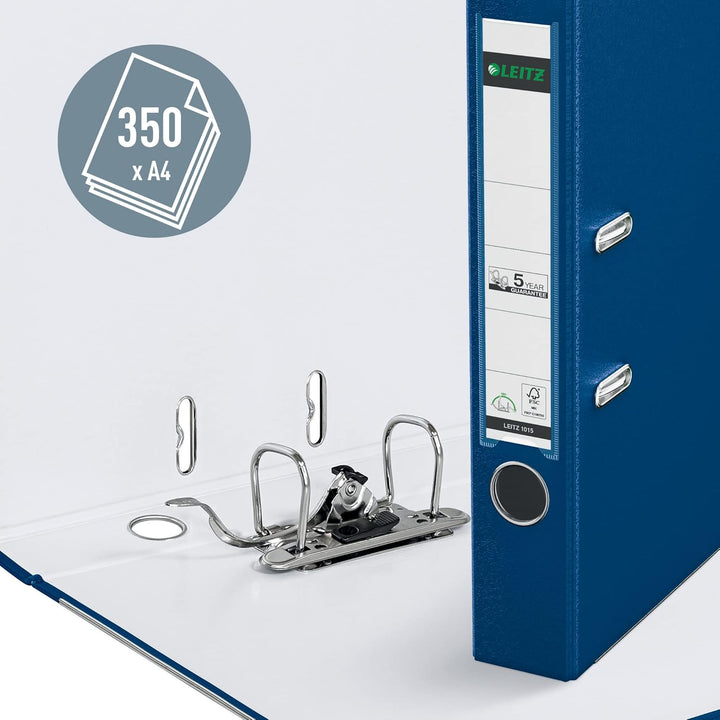 Leitz Qualitäts-Ordner 180° Plastik, 3er Pack, das Original, DIN A4 Aktenordner 5 cm schmal, 90% Rec