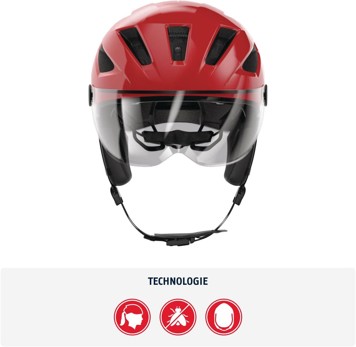 ABUS Stadthelm Pedelec 2.0 ACE - Fahrradhelm mit Rücklicht, Visier, Regenhaube, Ohrenschutz - für Da