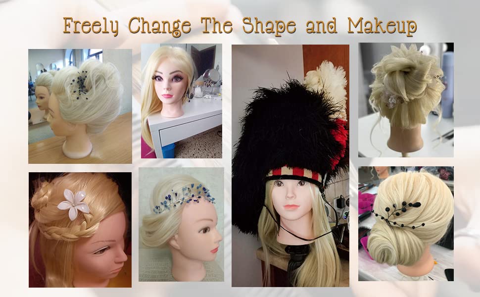 Trainingskopf, 71 cm, mit 100 % Kunsthaar, Mannequin-Kopf für Kosmetologie, mit Tischklemme 613, 613