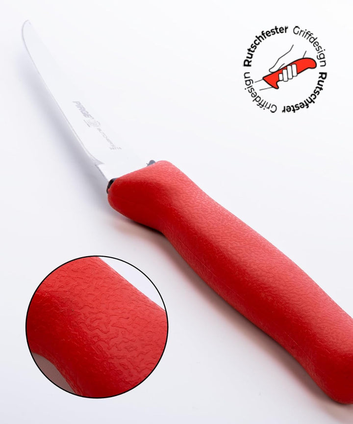 Pirge Butcher's MasterGrip Ausbeinmesser Profi Messer 15 cm Rot Schlachtermesser - Fleischermesser -