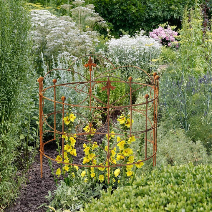 ecosoul Staudenhalter Strauchhalter bodennah 2-teilig rund Rankhilfe Beet Metall Eisen Rost Deko