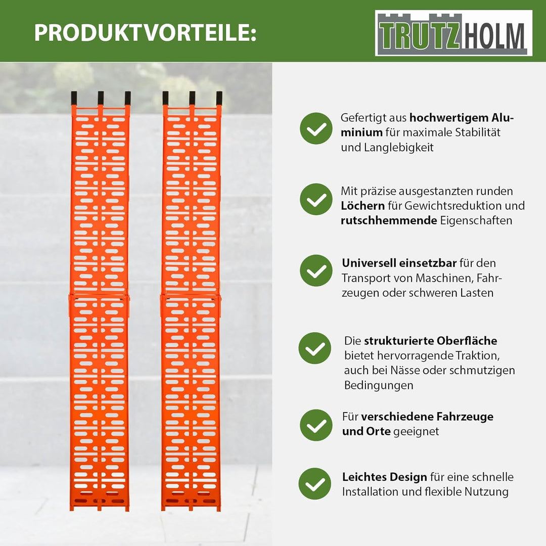 TRUTZHOLM 2X Auffahrrampe 680 kg Faltbare ALU Rampen klappbar Alu Auffahrrampe Rampe Verladerampen 3
