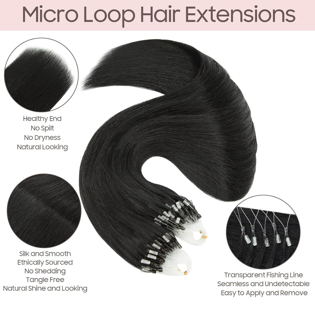 Silk-co Micro Loop Extensions Echthaar 0,5g Micro Ring Haar Extensions Weich Glatt Haarverlängerung