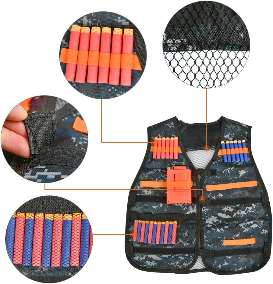 TIMESETL 2Set Taktische Weste Jacke Kit für Kinder, Nerf N-Strike Elite Set, 2 Battel Weste, Nerf Zu