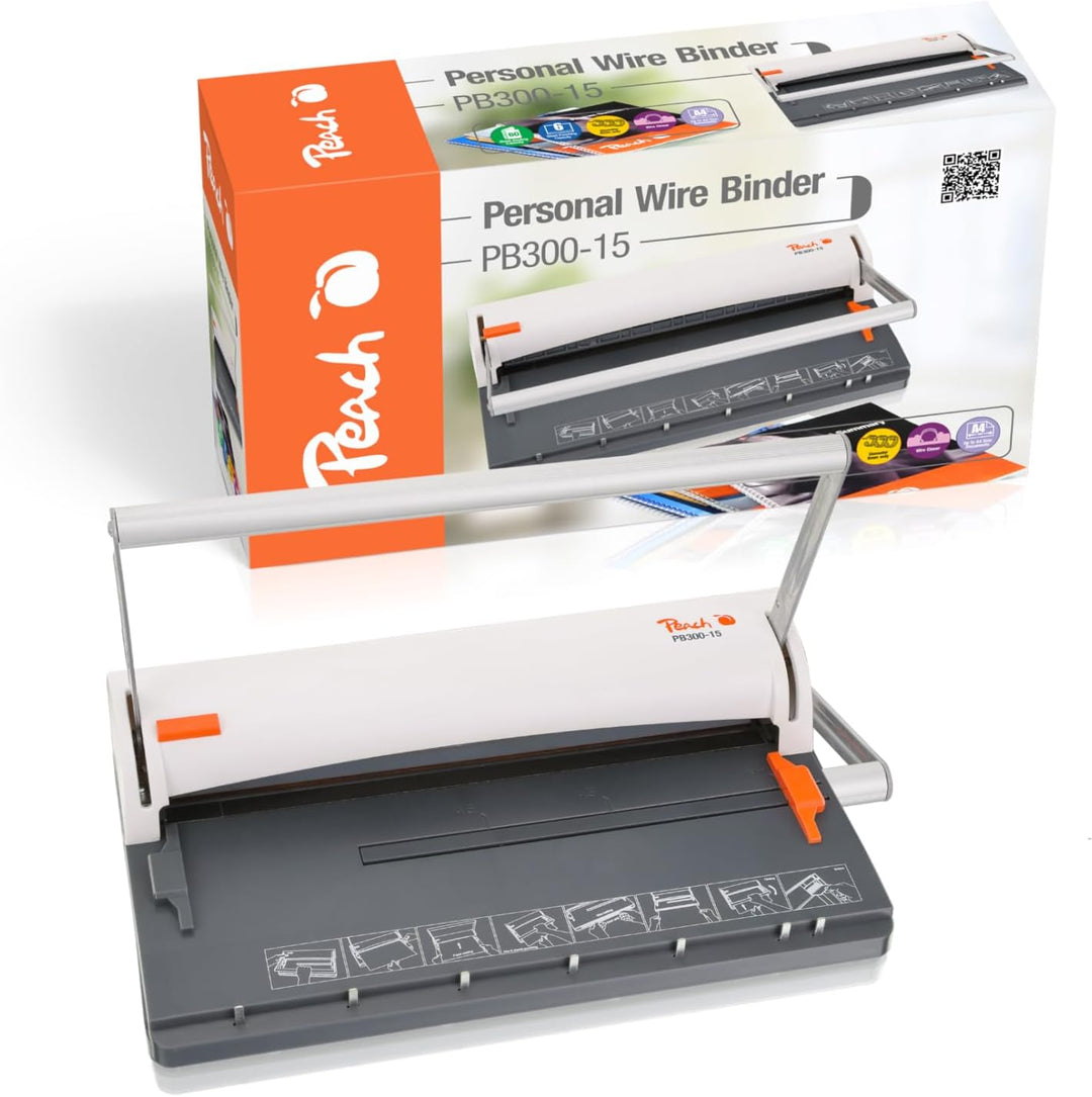 Peach Draht Bindemaschine - bindet 60 A4 Seiten - inkl. kostenloses Starterset für 20 Bindungen - PB