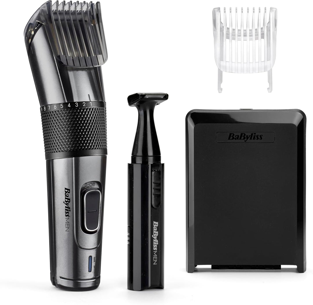BaByliss Men Carbon Titanium Akku Haarschneider für Kopf- und Barthaare 26 Schnittlängen 0, 5mm-25mm