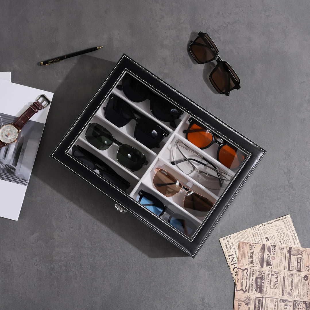 ProCase Brillenbox Sonnenbrillen Displaybox Aufbewahrungsbox aus Leder Brillenschatulle Brillenkoffe