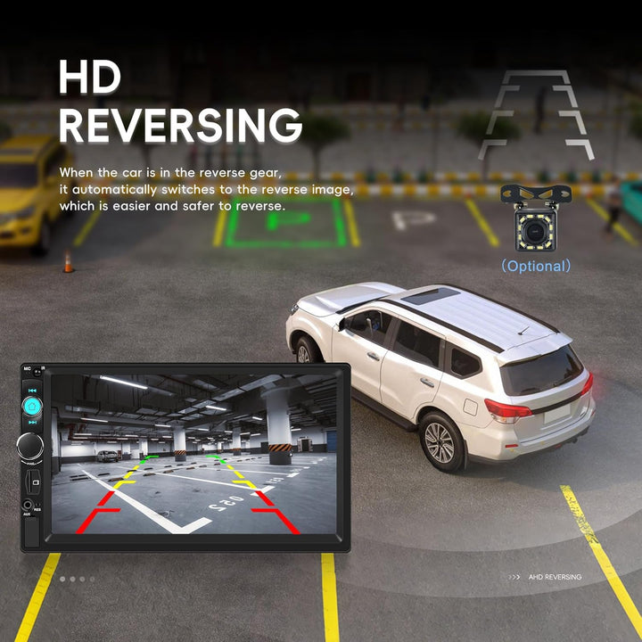 【2025 Upgrade】 Camecho Doppel DIN Autoradio Bluetooth 7 Zoll BildschirmTouchscreen MP5 Player USB/SD