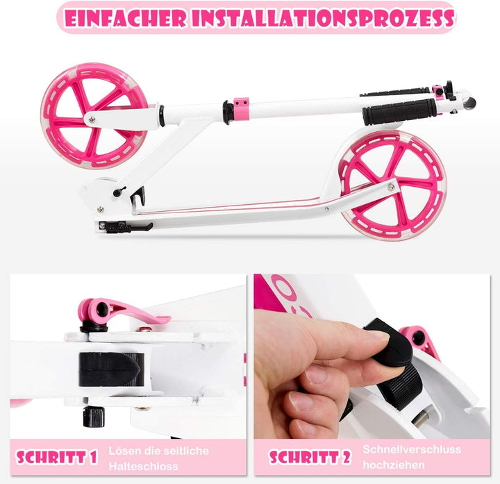 COSTWAY Scooter Roller klappbar, Tretroller höhenverstellbar, Cityroller 100kg Tragkraft, Sport Kick