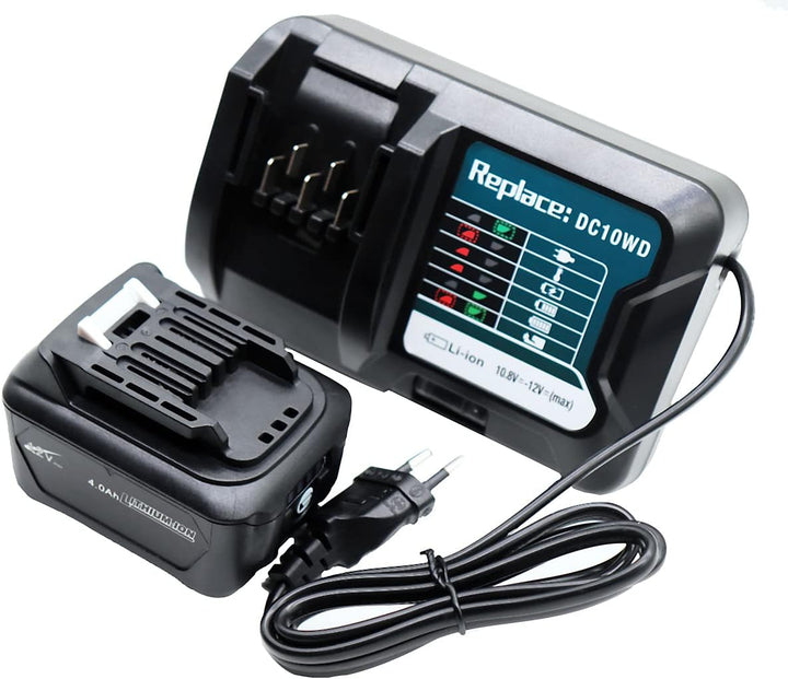GOLEMON® 4,0Ah BL1041B Akku + Ladegerät DC10WD ersetzen für Makita (BL1016) BL1015 BL1020B BL1021B D