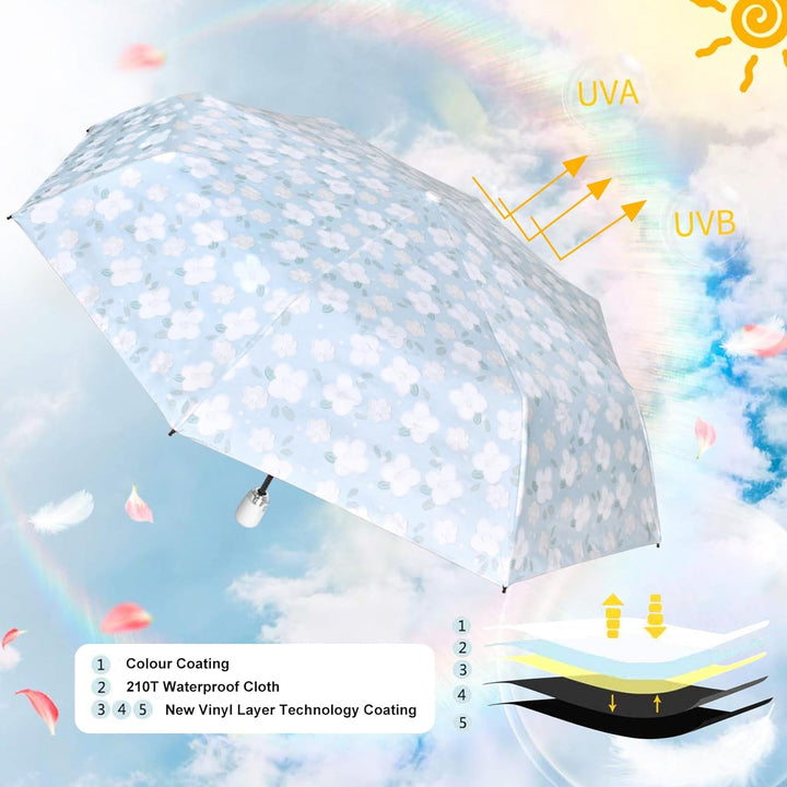 CUBY Regenschirm, Sonnenschirm Regenschirm, Freien Uv-Schutz Damen Automatik Faltschirm Winddicht Re