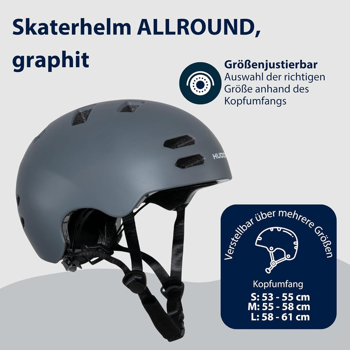 HUDORA Skaterhelm Allround S Graphit, S Graphit