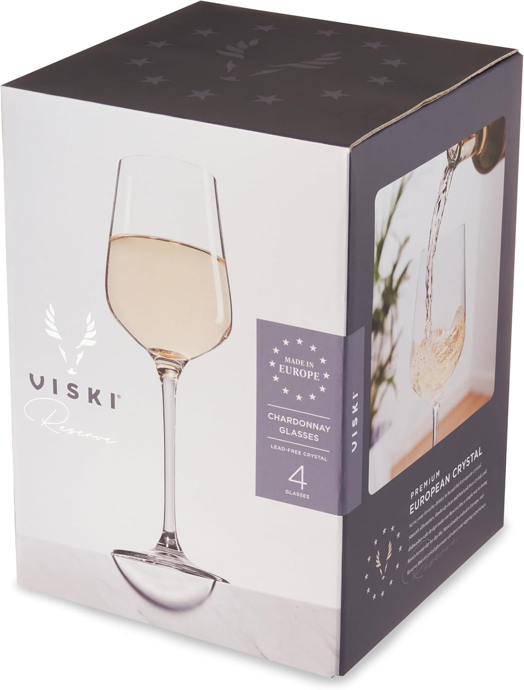 Viski Kristall-Chardonnay-Gläser – Europäisch gefertigte Weissweingläser-Set mit 113-170 ml Stiel-Ch
